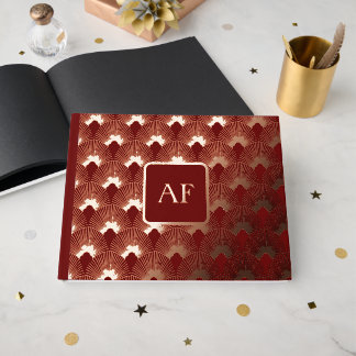Folie Red Art Deco patroon, , chique, elegant, bea Gastenboek