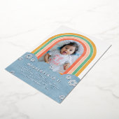 Folie Retro Rainbow Kind Birthday Uitnodiging (Gedraaid)