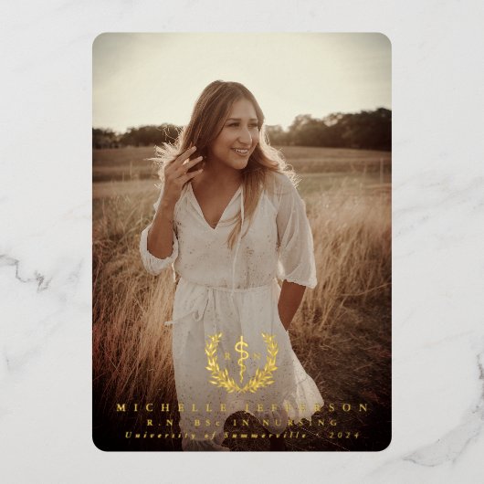 Folie RN Asclepius Afstuderen Fotoaankondiging Folie Uitnodiging (Voorkant)