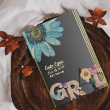 Folie Script Retro floral Afstuderen Aankondiging