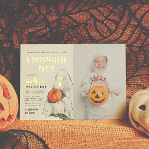 Folie Spooktacular Halloween Ghost Photo Birthday Uitnodiging