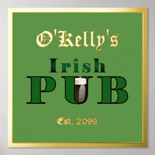 Folie Text Accent Irish Pub Print Poster