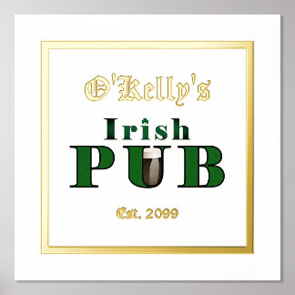 Folie Text Accent Irish Pub Print Poster