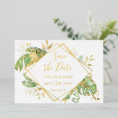 Folie Tropicale Dorée Carte de Pré-réservation (Debout devant)
