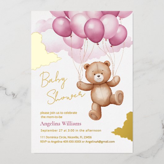 Folie uitnodiging voor baby shower (Voorkant)