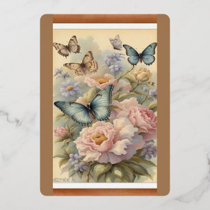 Folie Vakantiekaarten met Bloemen Design Folie Feestdagenkaart