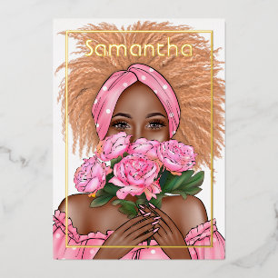 Folie van Black Woman Birthday Party Folie Uitnodiging