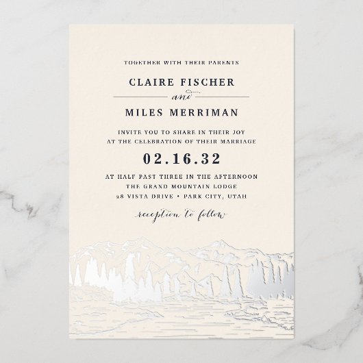 Folie van mountain Sketch Wedding Folie Uitnodiging (Voorkant)