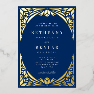 Folie van Navy Gold Leaf Gilded Age Invitation Uitnodiging