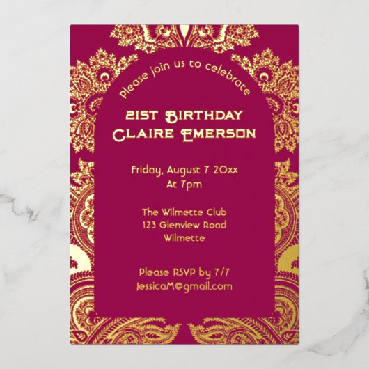 Folie van pasteizetmeel folie uitnodiging (Voorkant)