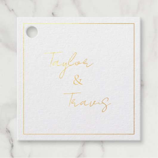 Folie Vierkantige Monogram Huwelijksetiket Bedankjes Labels (Voorkant)