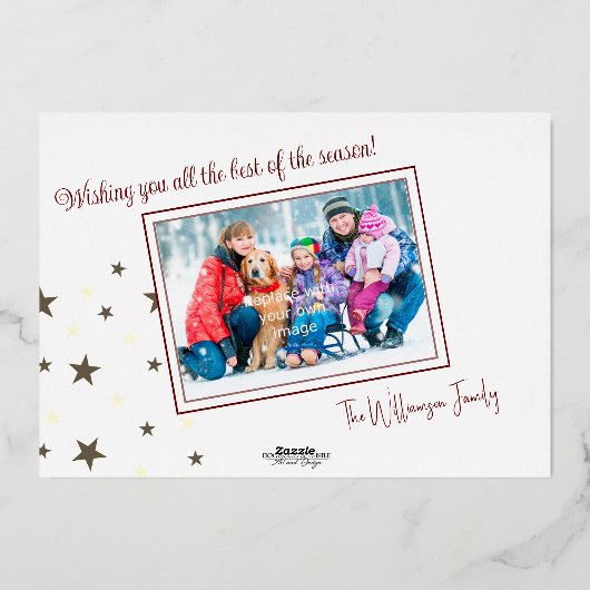 Folie Vrolijke Kerstmis Foto's en Sterren Folie Feestdagenkaart (Achterkant)