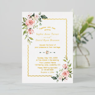 FOLIE Waterverf Pink Floral Weddenschap Folie Uitnodiging