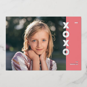 Folie XOXO Valentijnsdag Fotokaart - Bubblegum Uitnodiging