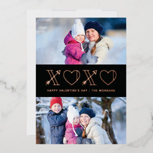 Folie Xs & Os Valentijnsdag 2-fotokaart - zwart Uitnodiging