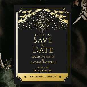 Folie Zon & Maan Tarotkaart Trouw Save the Date Uitnodiging