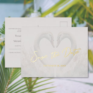 Folie Zwaan bruiloft Save the Date Briefkaart