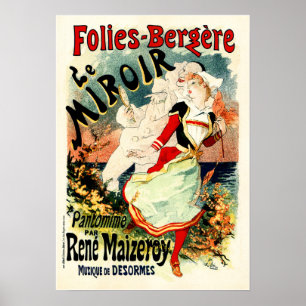 FOLIES BERGERE LE MIROIR Cheret  Frans Poster