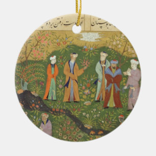 Folio 39, een tuinscène uit de 'Bustan of Sa'd' Keramisch Ornament