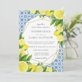 Folithe de citron Faire-part de mariage méditerran (Debout devant)