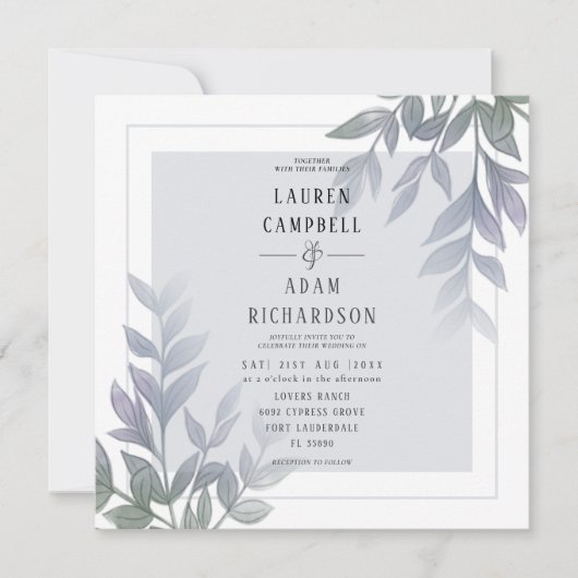 Folithe moderne violet Faire-part de mariage Lilac (Devant)