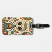 Folk Art Alien Bug Bagagelabel - Aanpassen (Voorkant horizontaal)