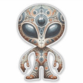 Folk Art Alien Sticker (Voorkant)