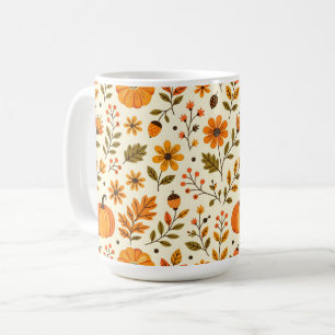 Folk Art Autumn Flowers Thanksgiving Koffiemok