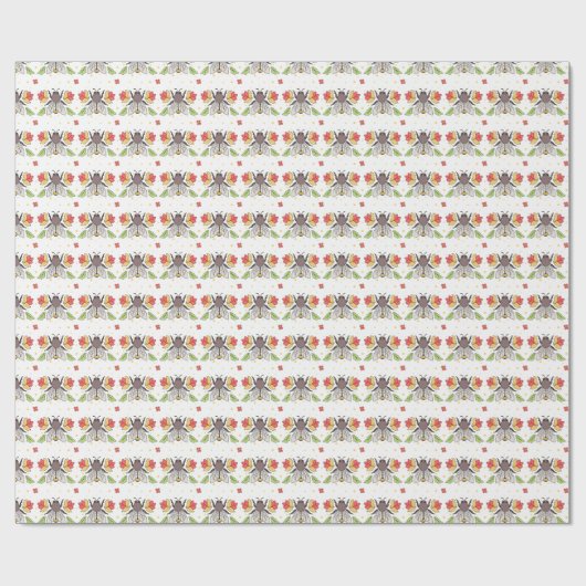 Folk Art Bee Cadeaupapier (Vlak)