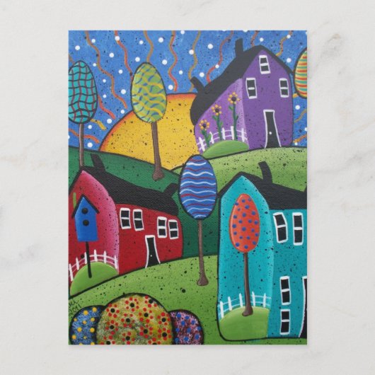 FOLK ART Big Sun DOOR LORI EVERETT briefkaart (Voorkant)