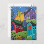 FOLK ART Big Sun par LORI EVERETT carte postale (Devant / Derrière)