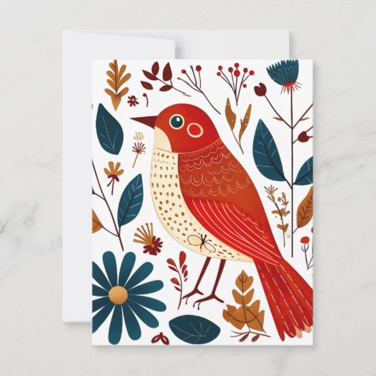 Folk Art Bird Feestdagenkaart (Voorkant)