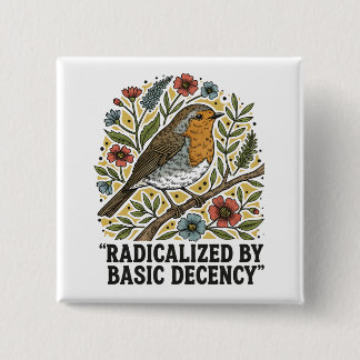 Folk Art Bird Illustration for Social Justice  Vierkante Button 5,1 Cm