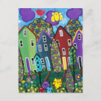 FOLK ART Bird Of Paradise BY LORI EVERETT postcard