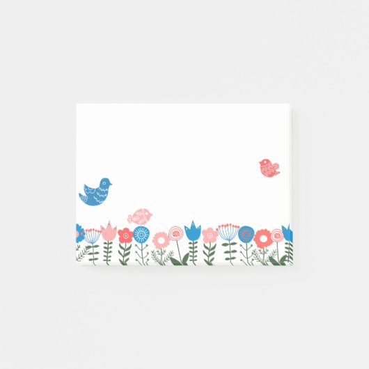 Folk Art Birds and Flowers Post-it® Notes (Devant)