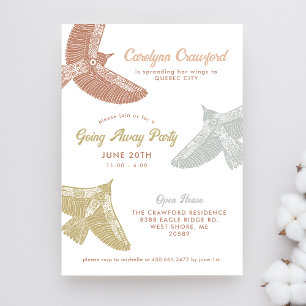 Folk Art Birds Open House Going Away Party Kaart