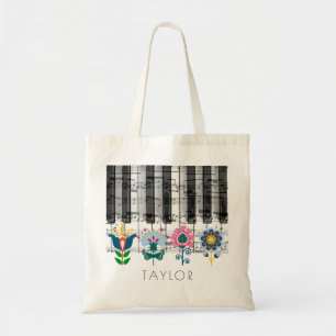 Folk Art Bloemen Muziek Naam Tote Bag