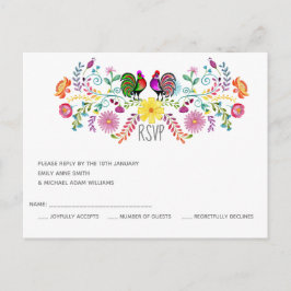 Folk Art Bloemen Rooster RSVP Uitnodiging Briefkaart