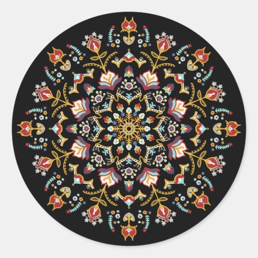 Folk Art Bloemen Sticker (Voorkant)