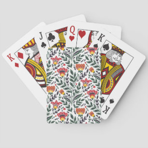 Folk art bloemenpatroon pokerkaarten