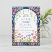 Folk Art Blue Shades Spanish Mexican XVs Floral Kaart (Staand voorkant)