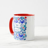Folk Art Bluebird Personalized Birthday Gift Mok (Voorkant links)