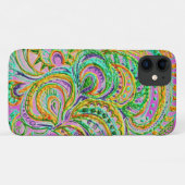 Folk Art Boho Fantasy Green Yellow Pink Pattern Case-Mate iPhone Case (Achterkant (horizontaal))