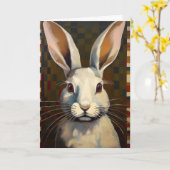 Folk Art Bunny Rabbit Art Blank Card Kaart (Gele Bloem)