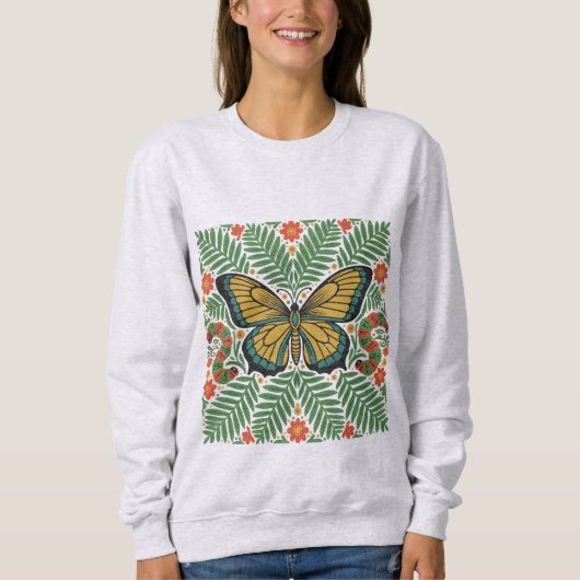 Folk Art Butterfly with Ferns  Trui (Voorkant)