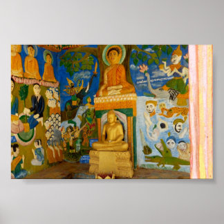 Folk-art Cambodian Buddha afbeelding Poster