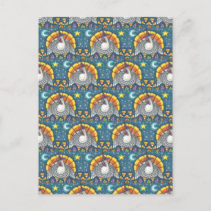 FOLK ART CANDY CORN TURKEY PILGRIM, THANKSGIVING BRIEFKAART