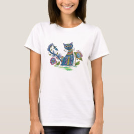 Folk Art Cat met Attitude T-shirt
