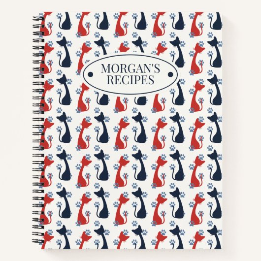 Folk Art Cat Pattern | Farmhouse Kitchen Recipe Notitieboek (Voorkant)