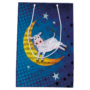 Folk Art Cow springt over de Mon Nursery Rhyme Medium Cadeauzakje